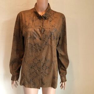 Chico’s Vintage Python Pattern Animal Print Brown Jacket Women’s Size 2 (L)